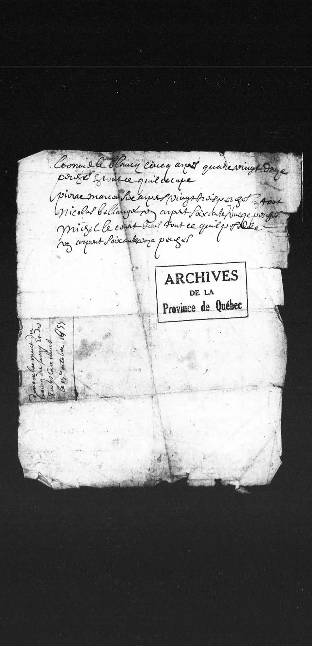 1655 dénombrement, page 2 — Pierre Marcou and other inhabitants, with Archives de la Province de Québec stamp