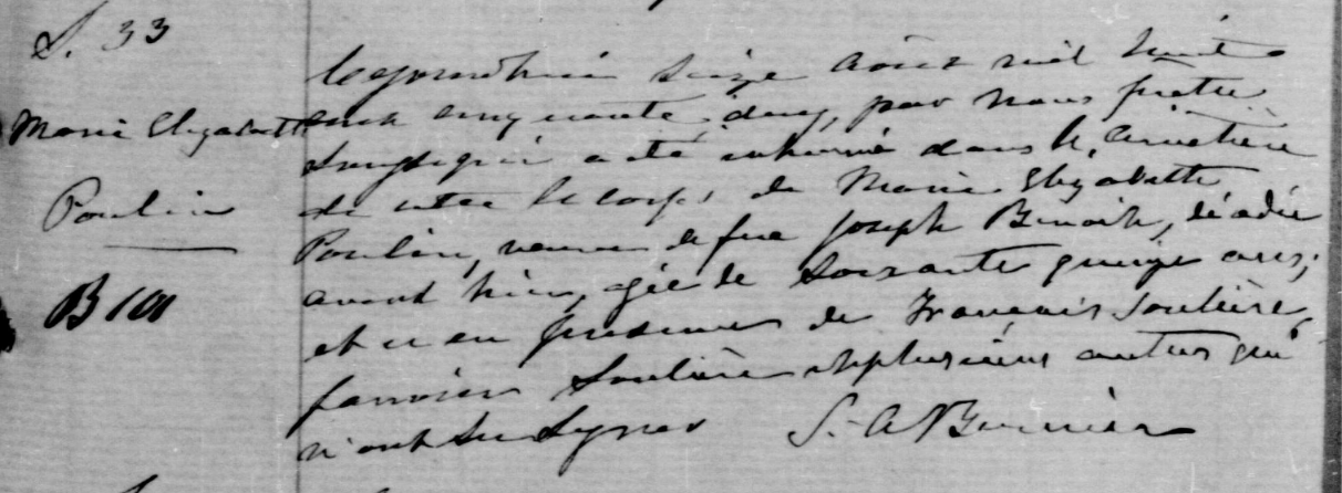 Detail of the 1852 burial act