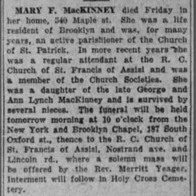 Obituary Mary F MacKinney