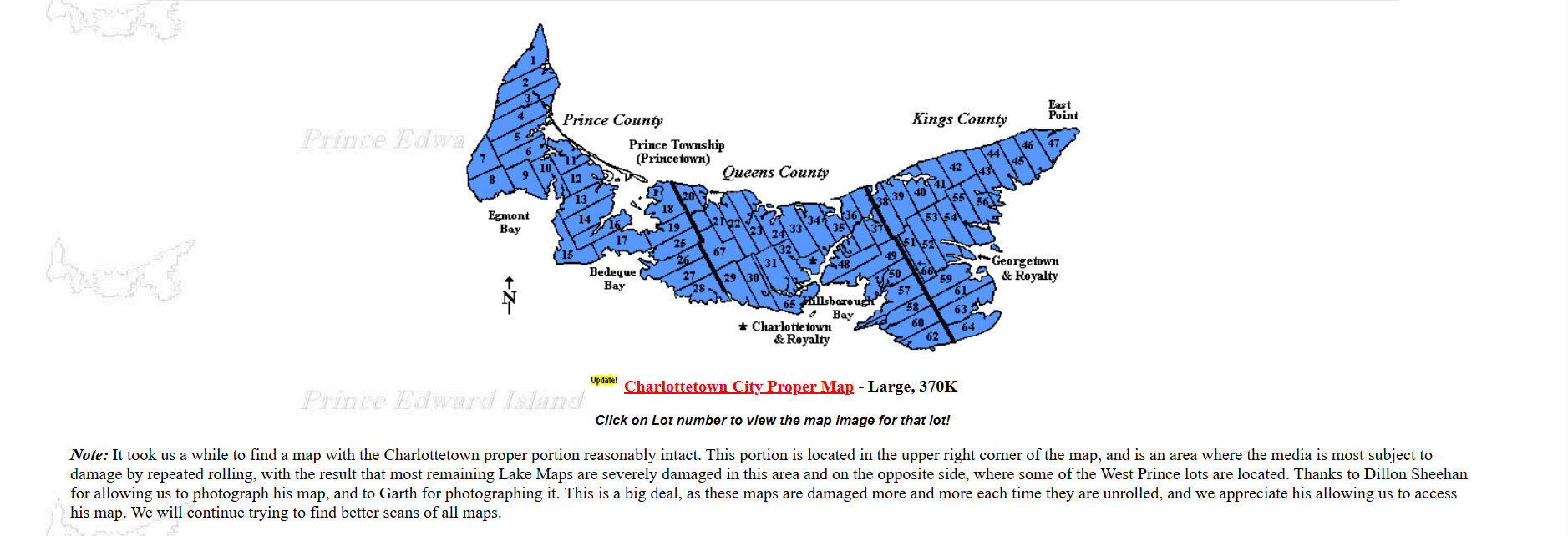 1863 Lake Map of Prince Edward Island showing lot divisions