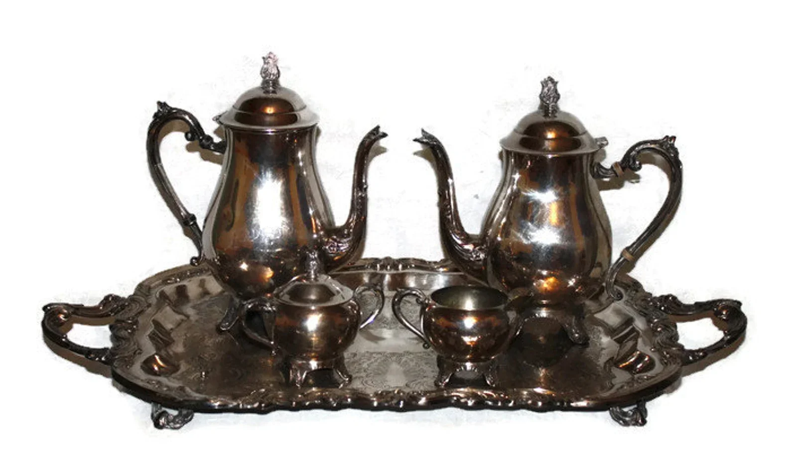 F.B. Rogers silver tea set with large footed tray