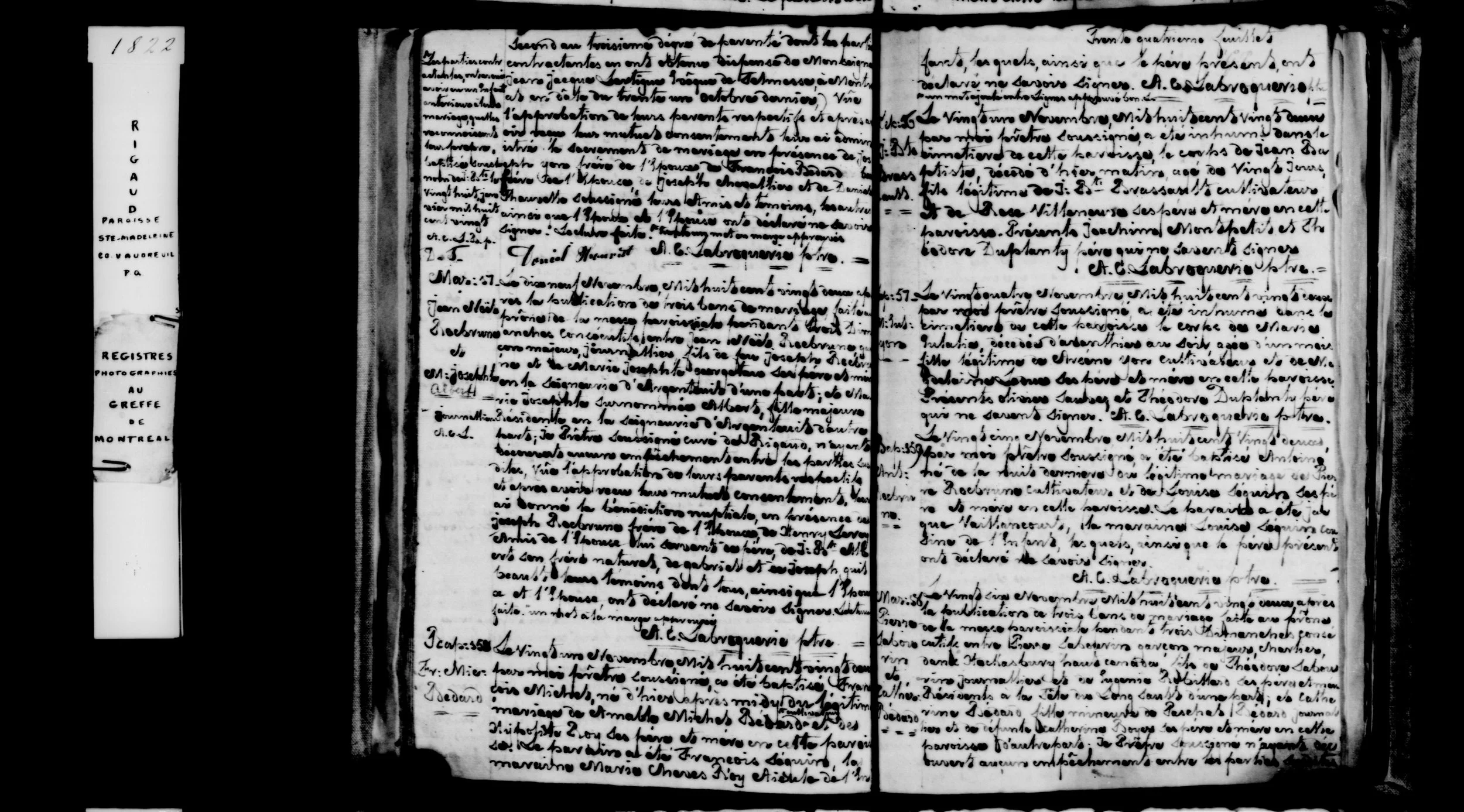 Rigaud, 1822 — Register Page