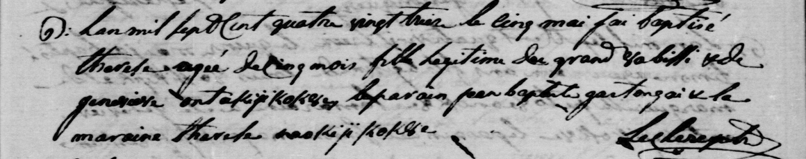 Detail of 1793 Thérèse baptism