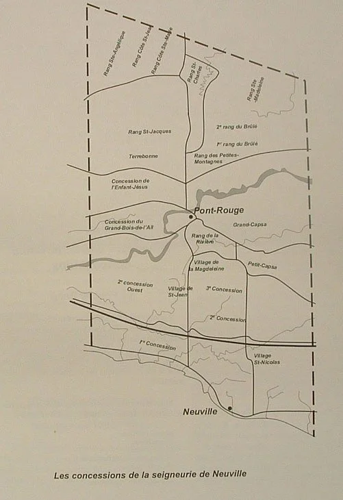 Map of the concessions of the Seigneurie de Neuville