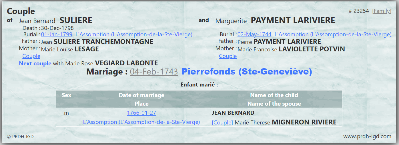 PRDH Couple Record First Marriage