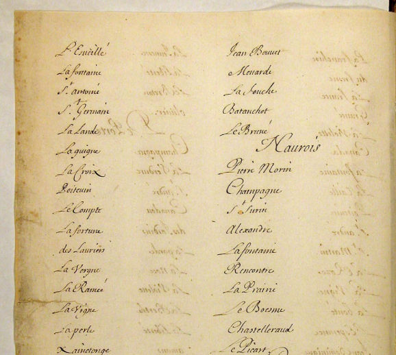 Page 8 of the Rolle des Soldats du Regiment de Carignan Salière, 1668 — showing Pierre Morin listed by name under the Naurois company in the official military muster roll held at Library and Archives Canada