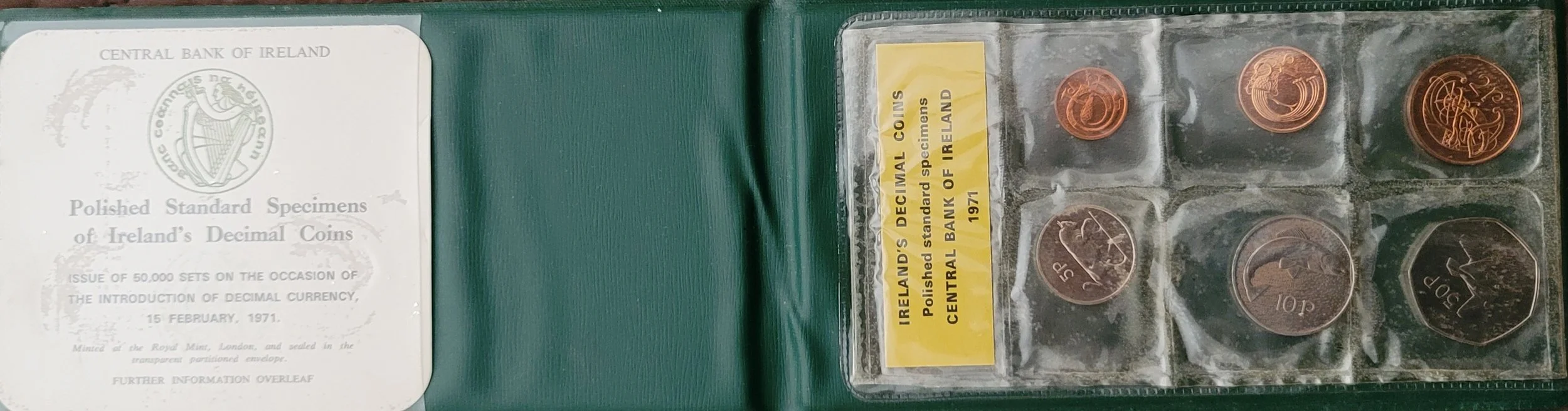 Polished Standard Specimens of Ireland's Decimal Coins, 1971