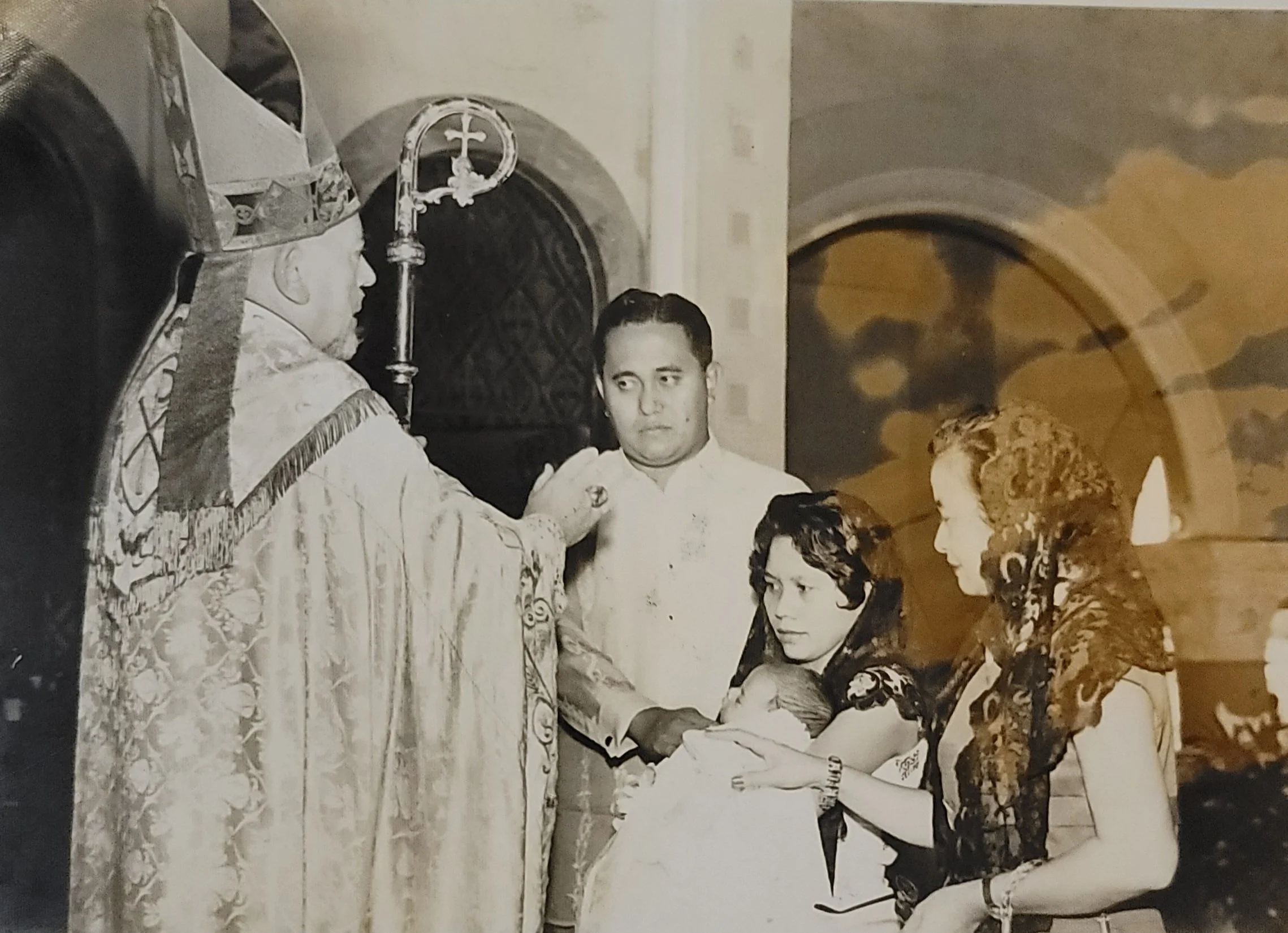Baptism of Romulo Himler Morales at Our Lady of Lourdes, Christmas Day 1959