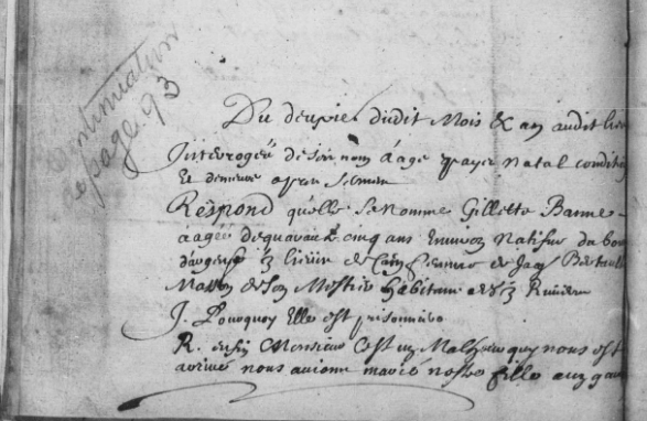 1664 Confirmation Record showing Gillette age 38