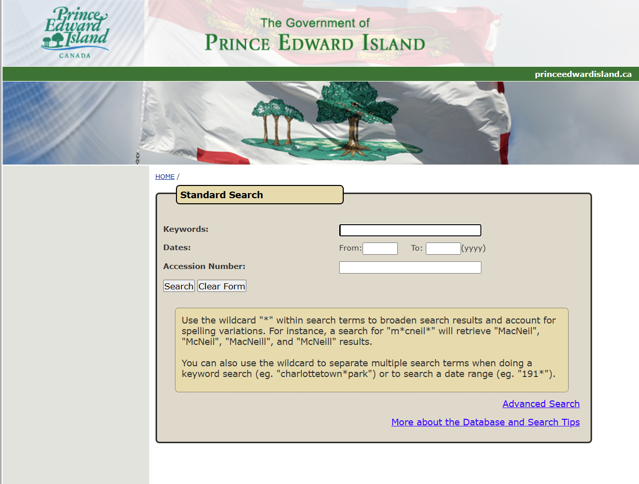 PARO Records Search interface