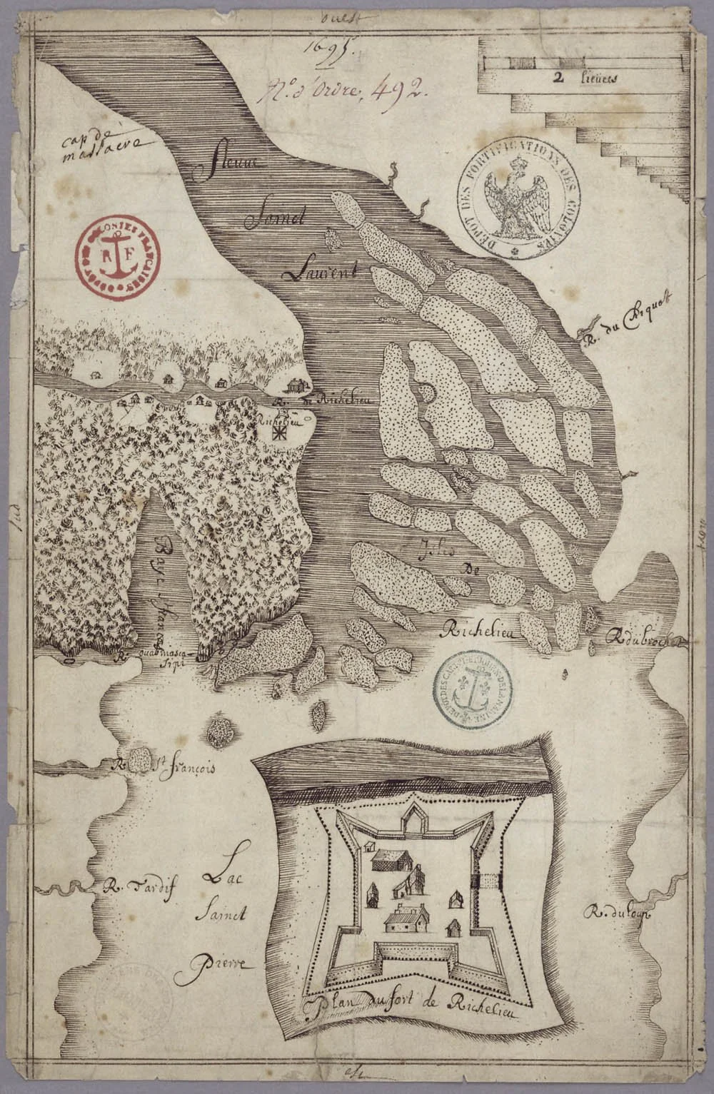 Fort Richelieu 1695 map