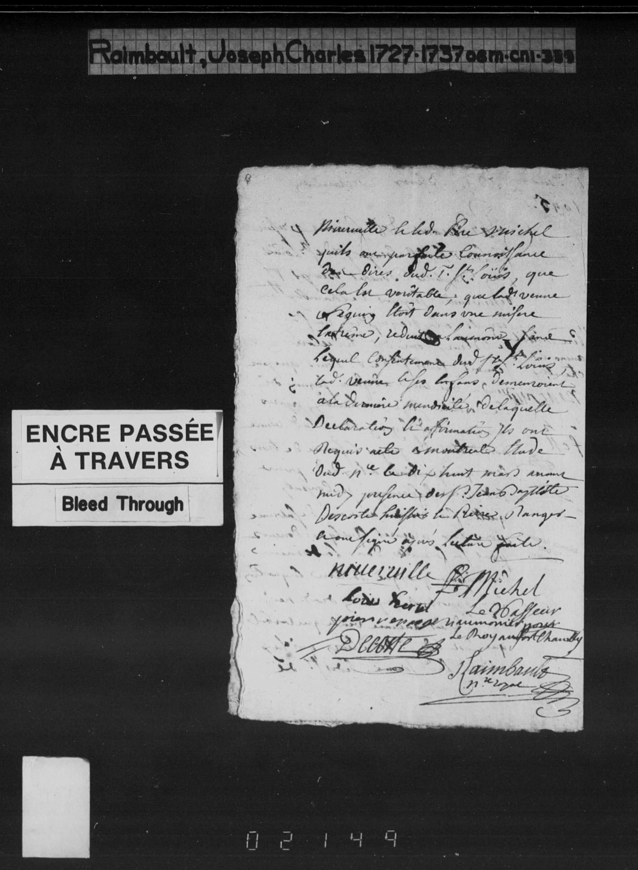Declaration of 18 March 1734, greffe Joseph-Charles Raimbault, second leaf