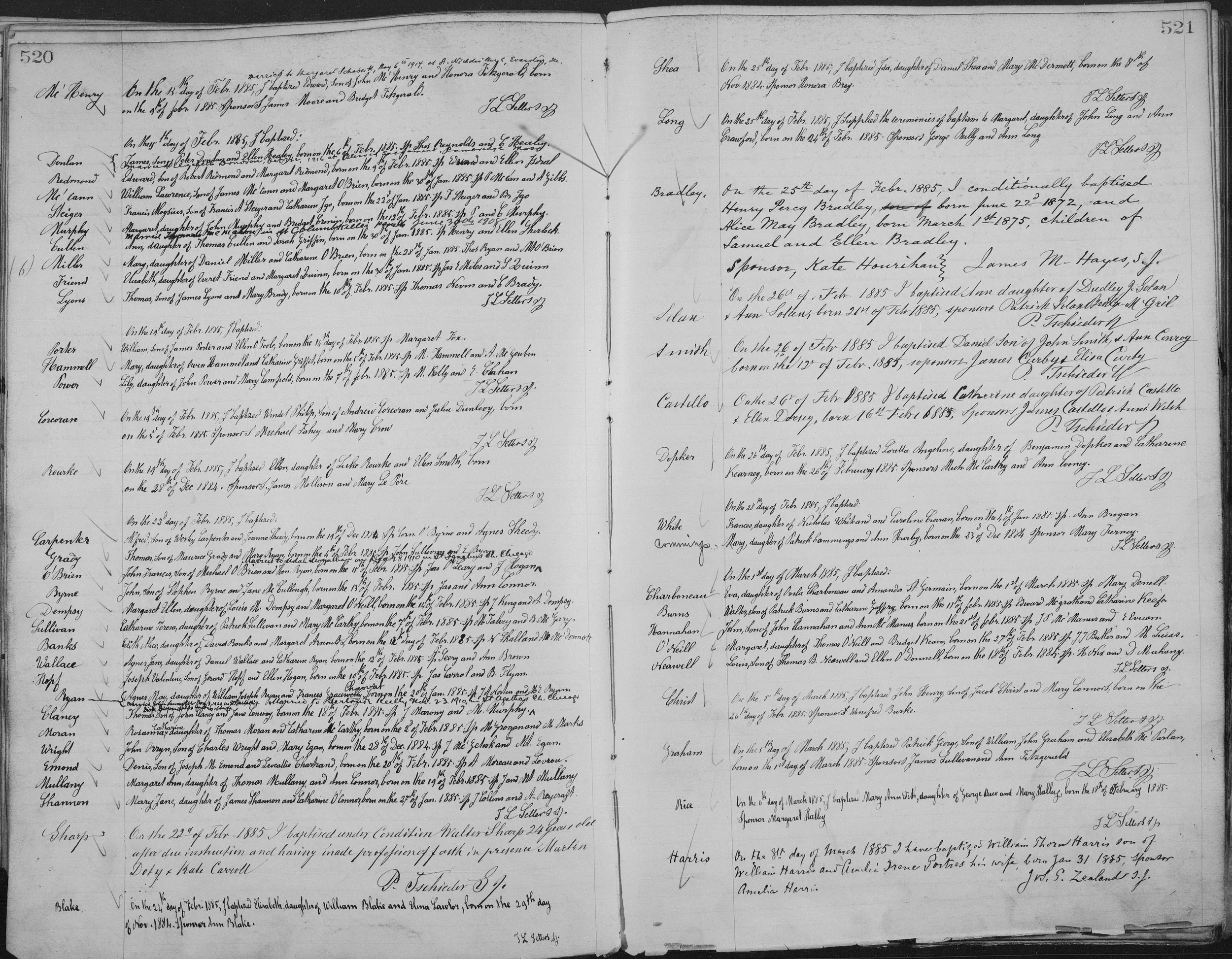 Mary Hamall baptism register page 1885