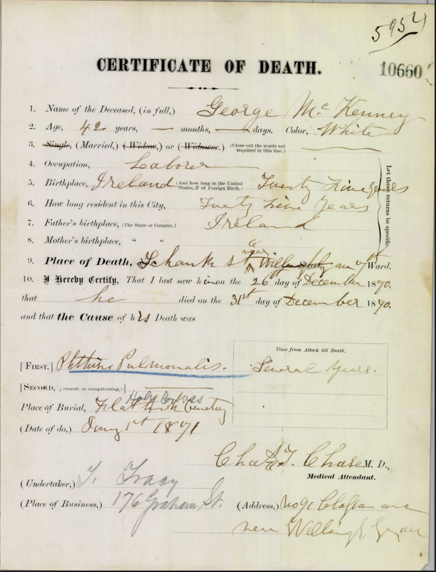 1870 George McKenney Death