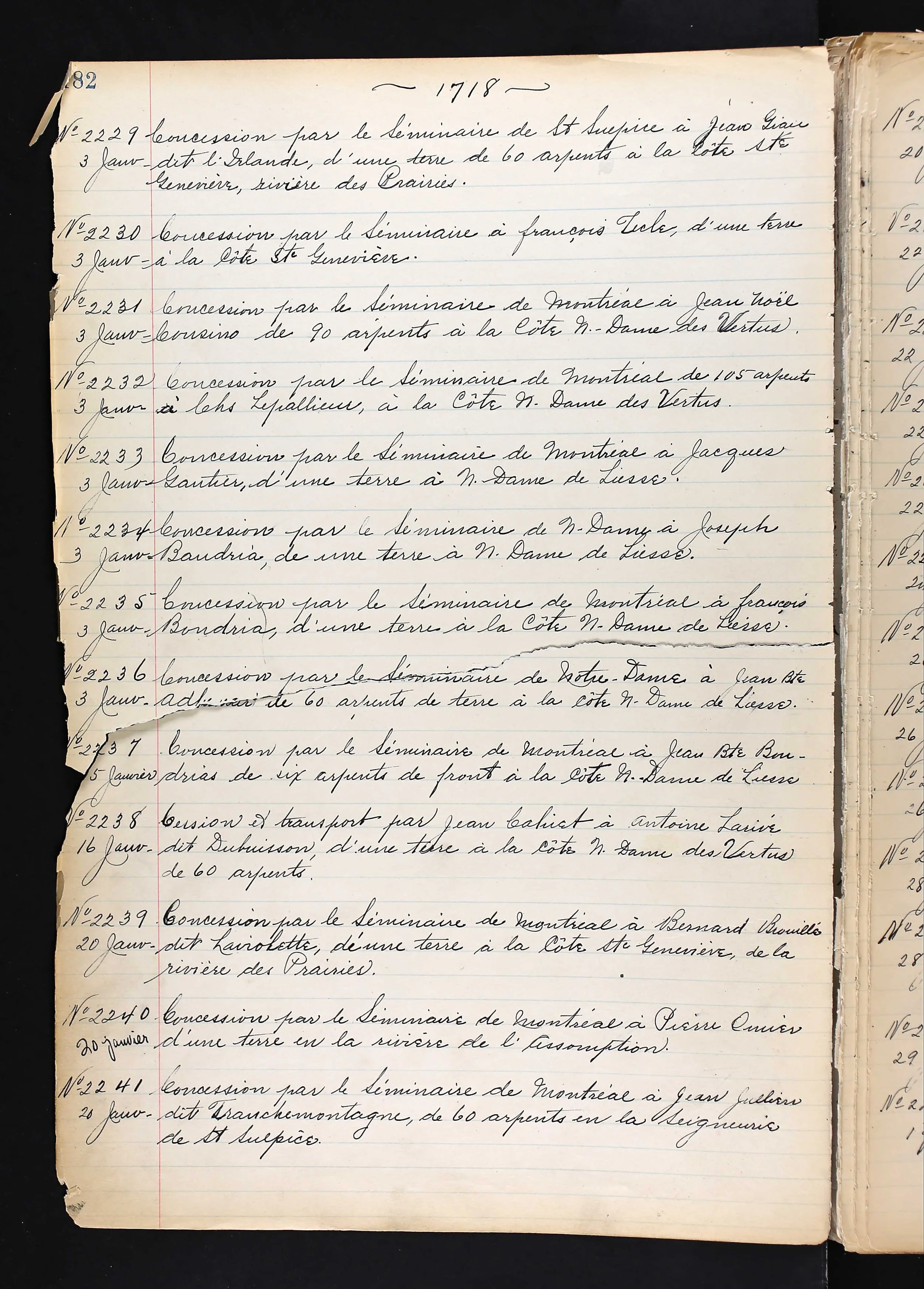 Répertoire of the Raimbault greffe, 1718, showing act 2241