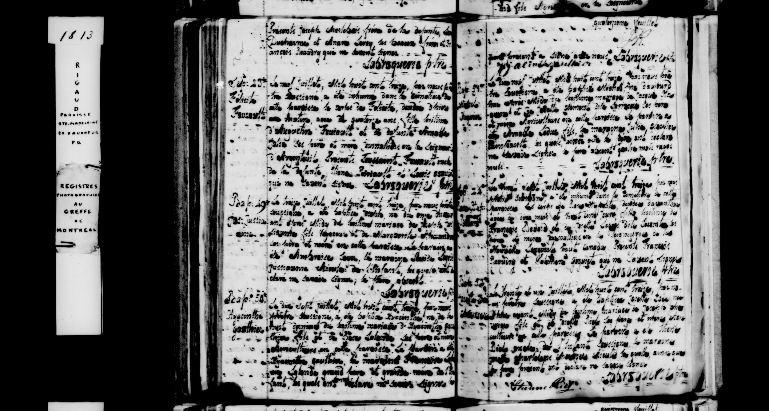 Rigaud burial 1813, witness clause on the next page