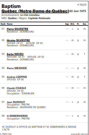 PRDH Baptism Pierre