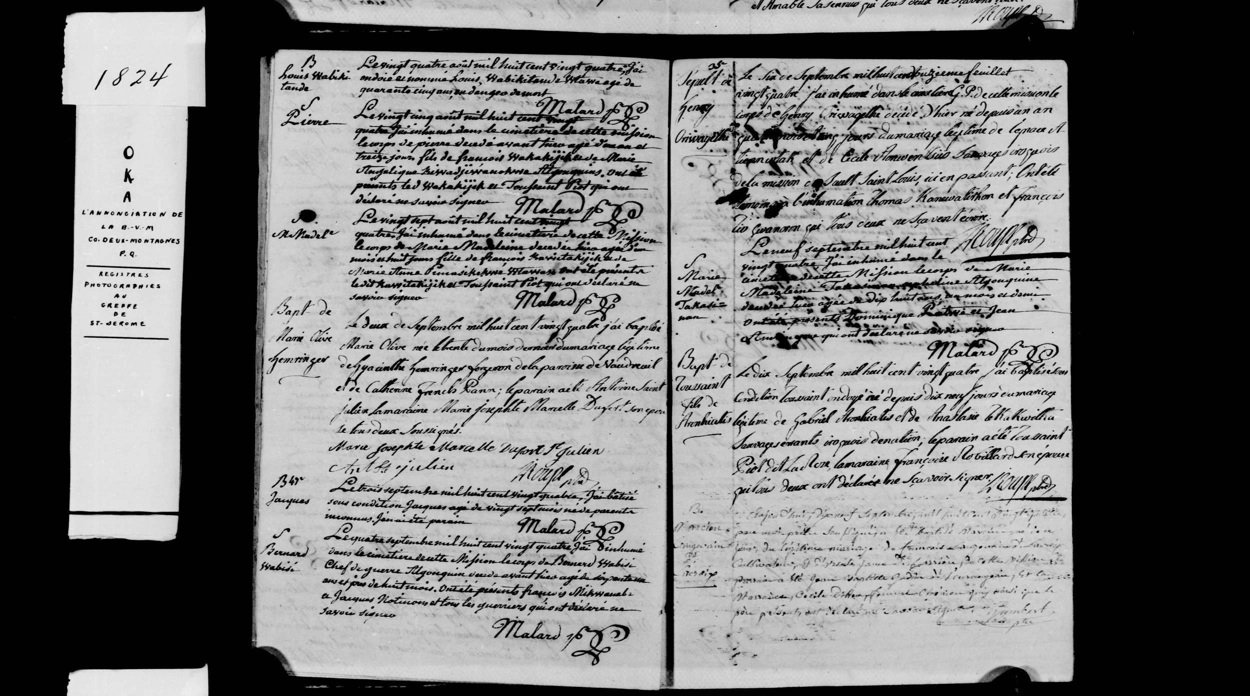 1824 Bernard Wabisi burial full page