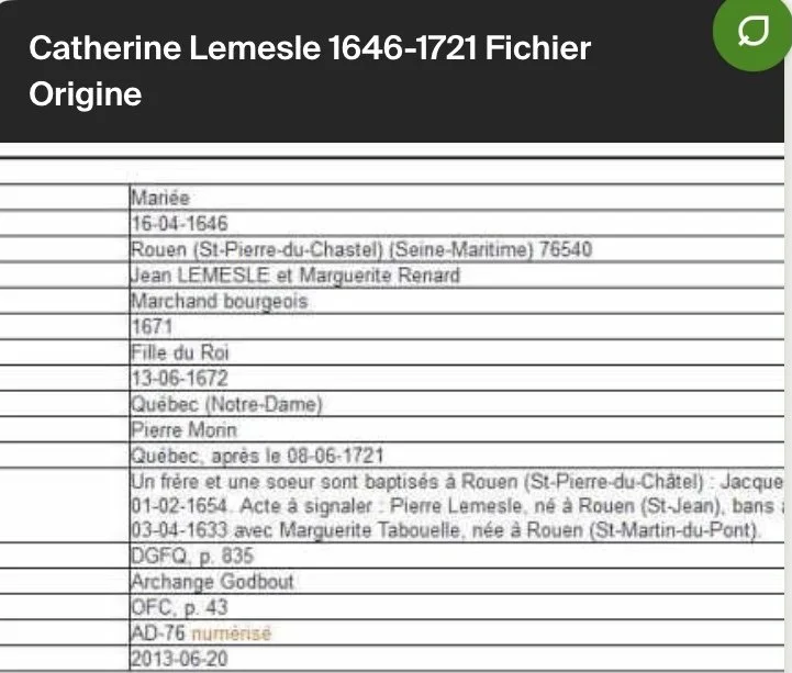 Fichier Origine Record