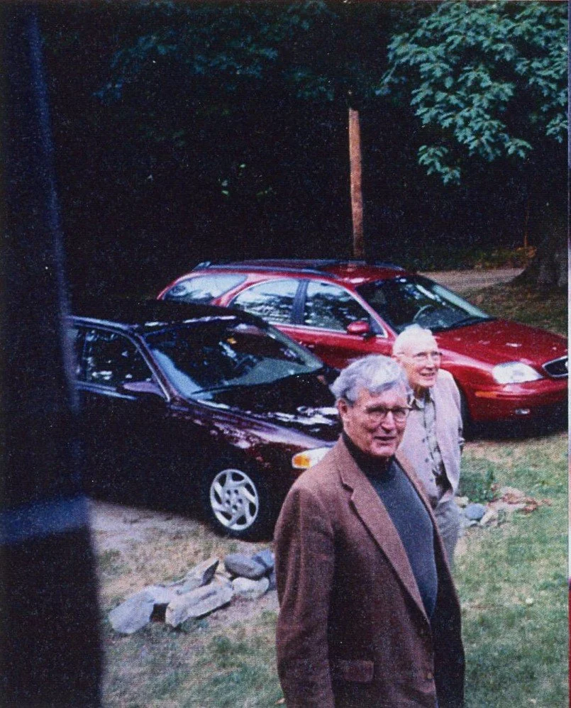 Jim Conley and Rev. Thomas P. Conley on the Casco Bay ferry at sunset, 2000