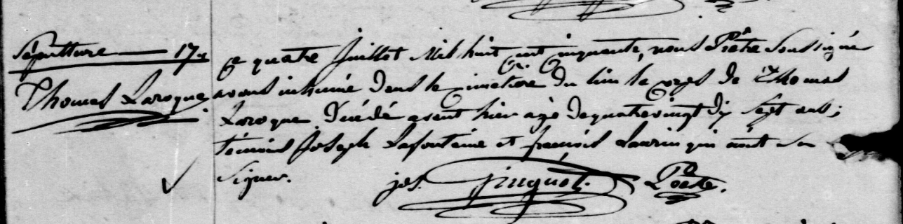 Pointe-Gatineau, 4 July 1850 — Detail