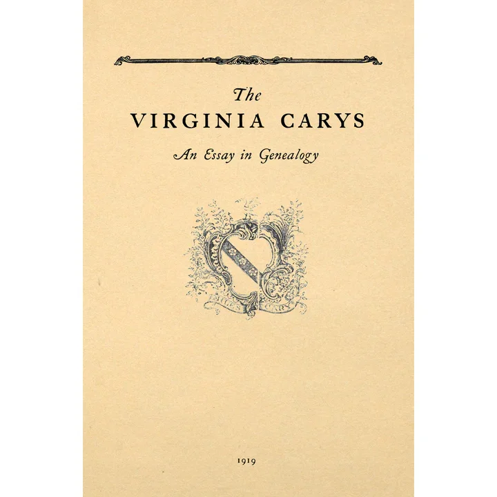 Title page of The Virginia Carys: An Essay in Genealogy, 1919