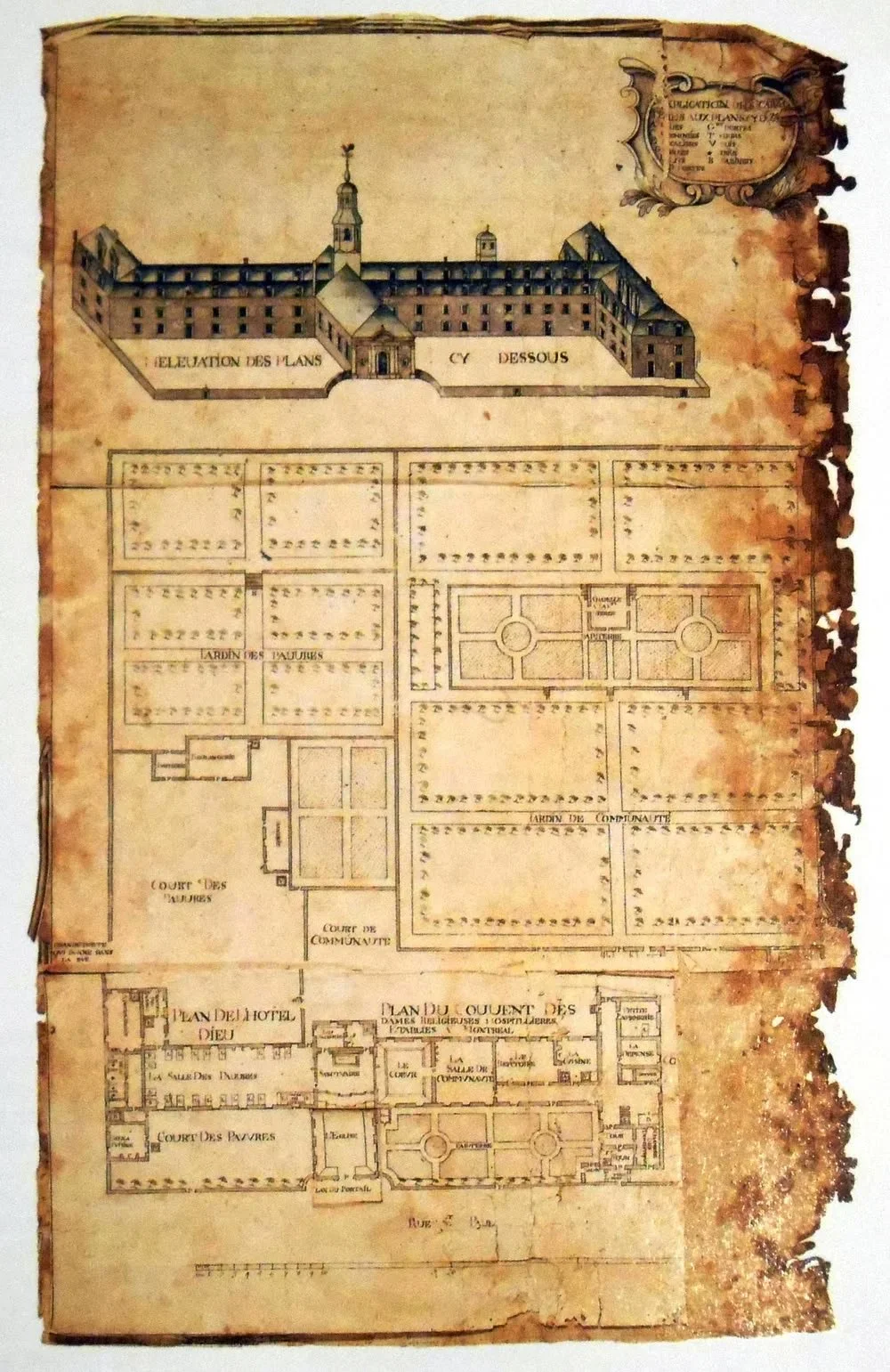 Plan of the Hôtel-Dieu before the 1695 fire