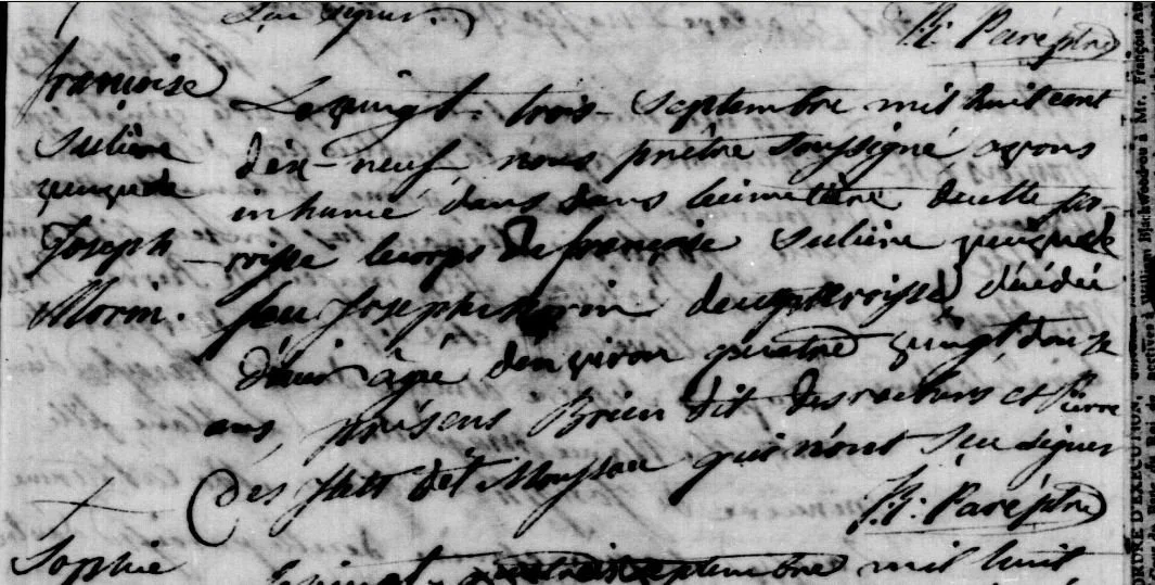 1819 Death Marie Françoise