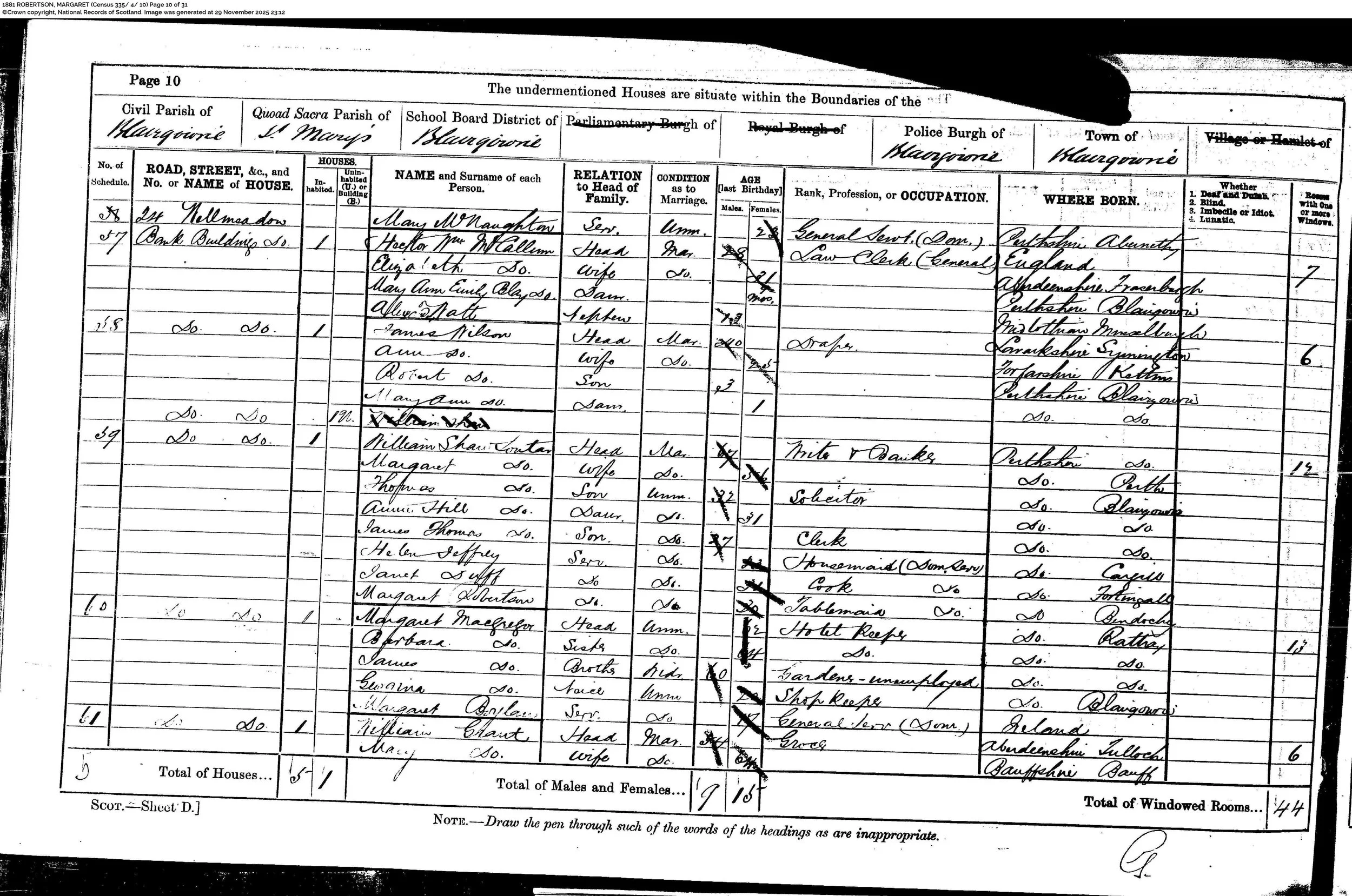 1881 Census - Margaret Robertson