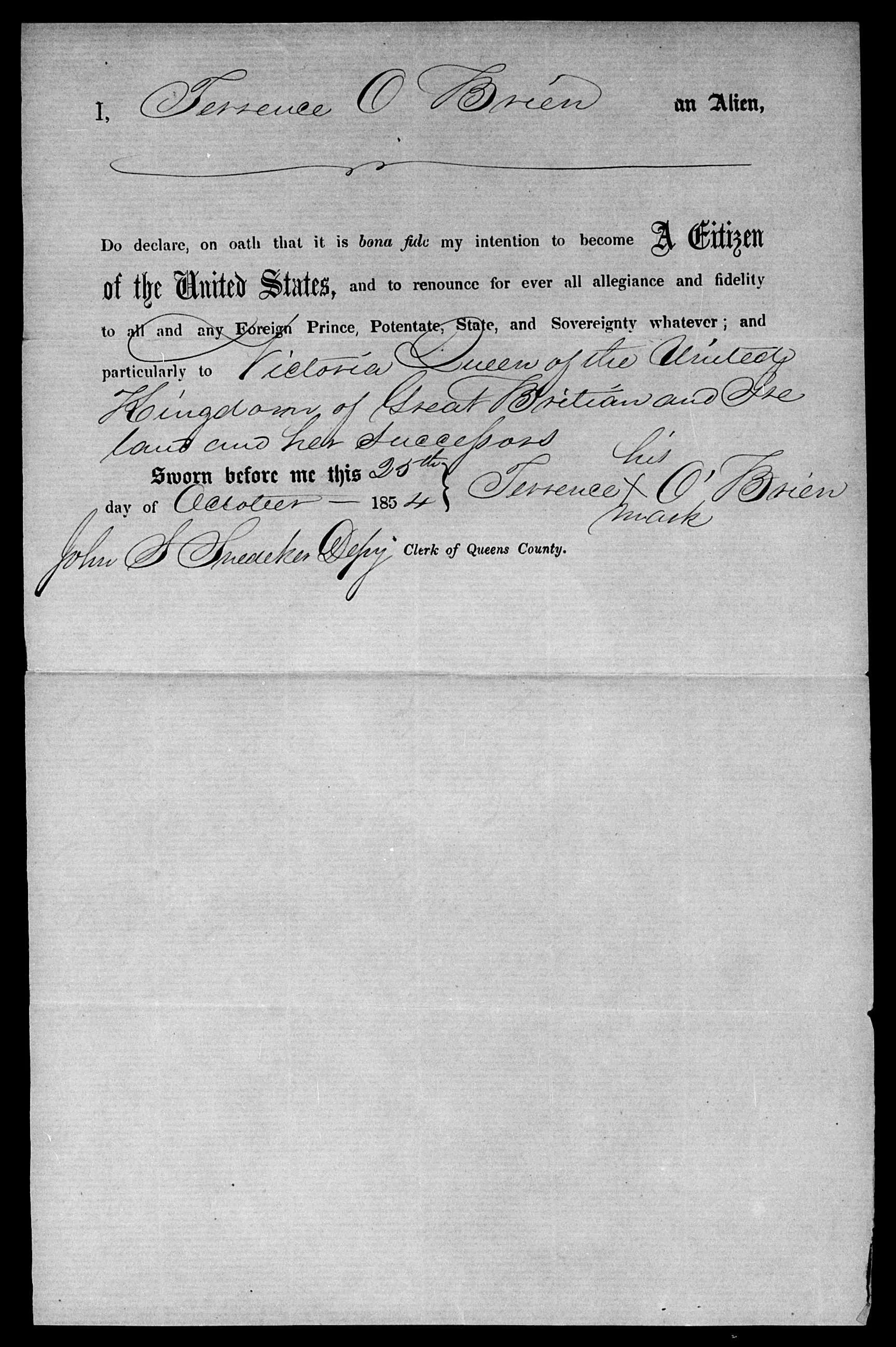 Endorsement: filed 25 October 1854