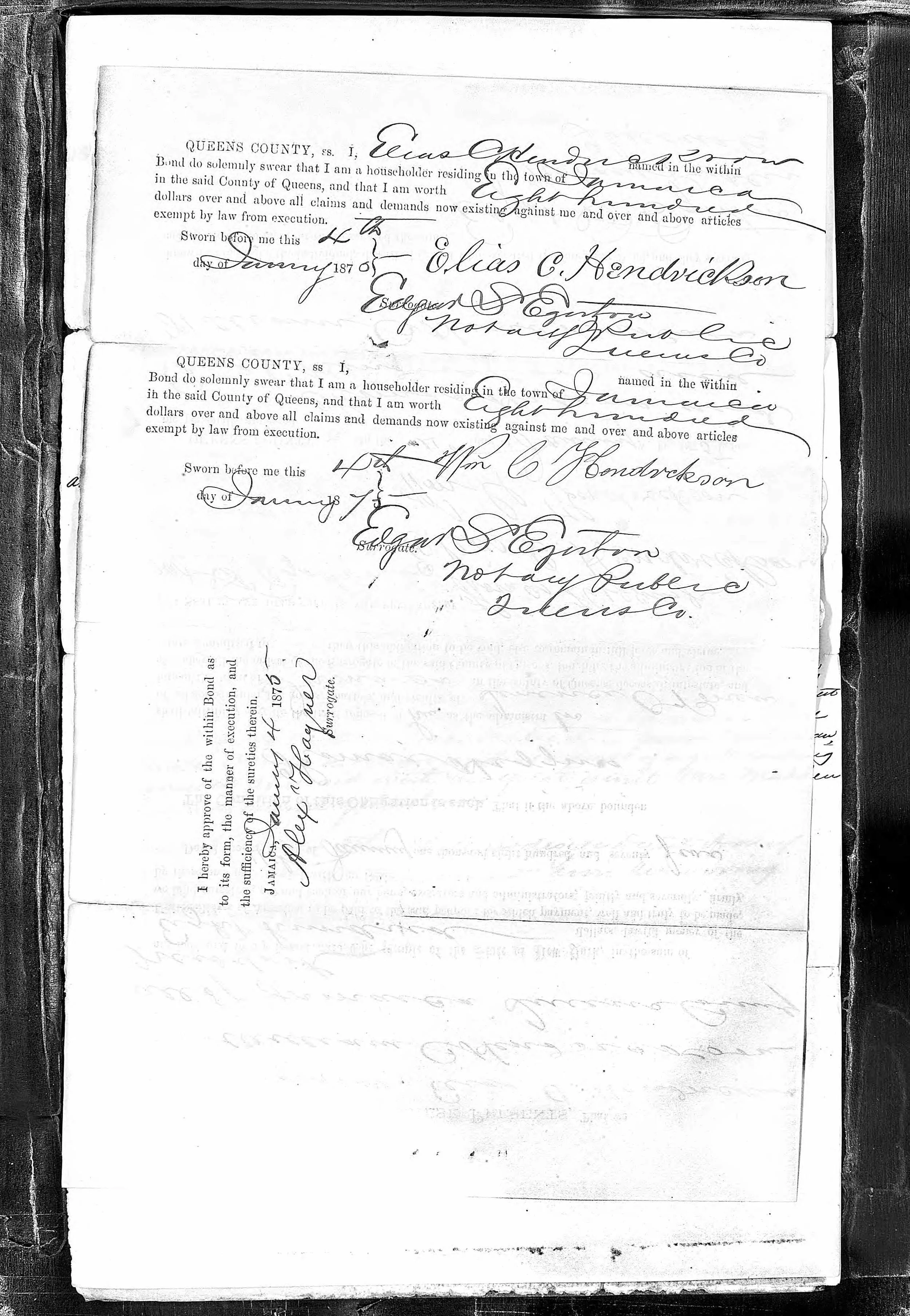 Sureties' affidavits and the Surrogate's approval