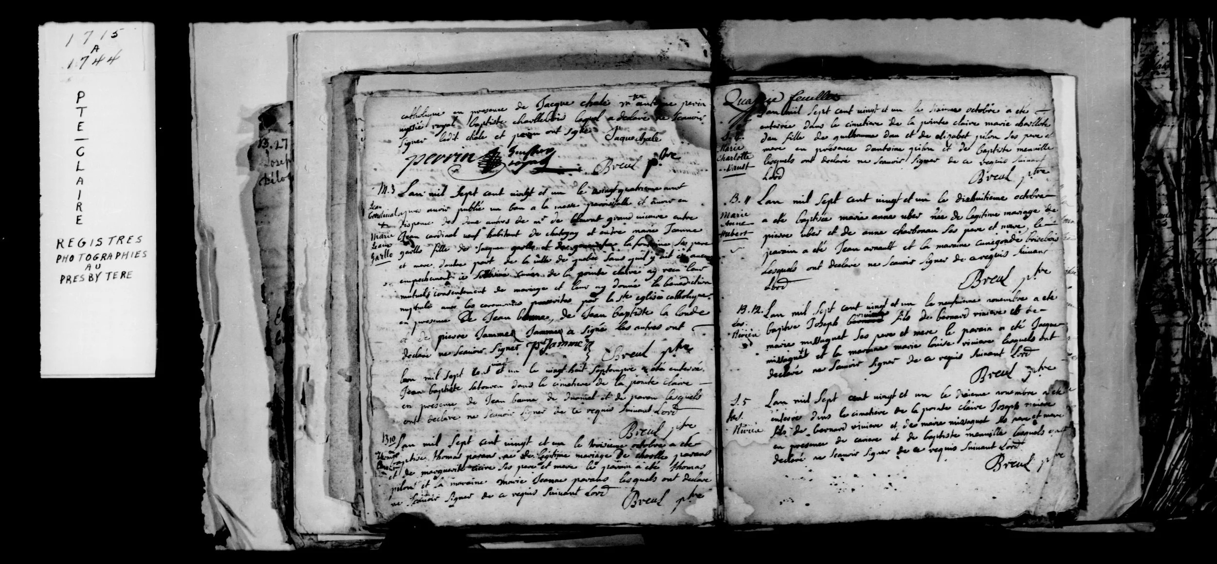 Pointe-Claire register, burial of Jean Sabourin, 1721