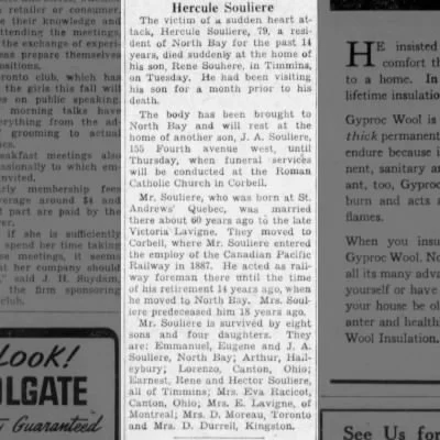 1946 Obituary Hercule