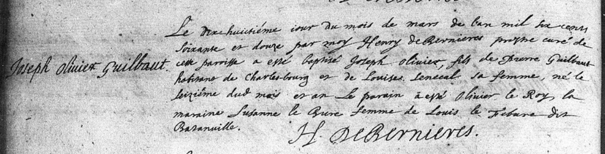 Baptism Joseph Olivier Guilbault