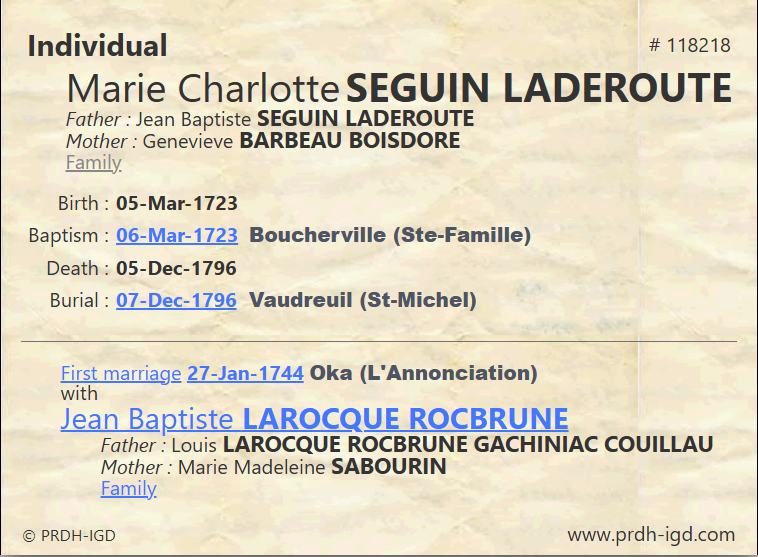 PRDH Individual Marie Charlotte