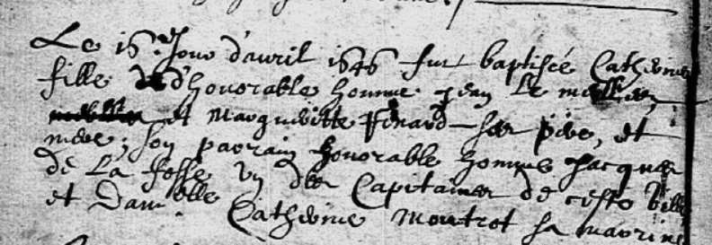 1646 Baptism of Catherine Lemesle