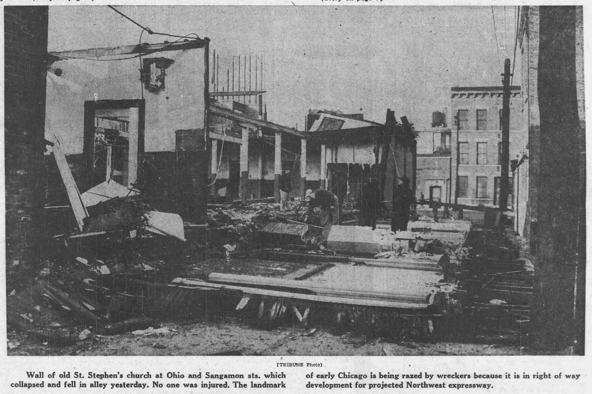 Newspaper clipping of demolition