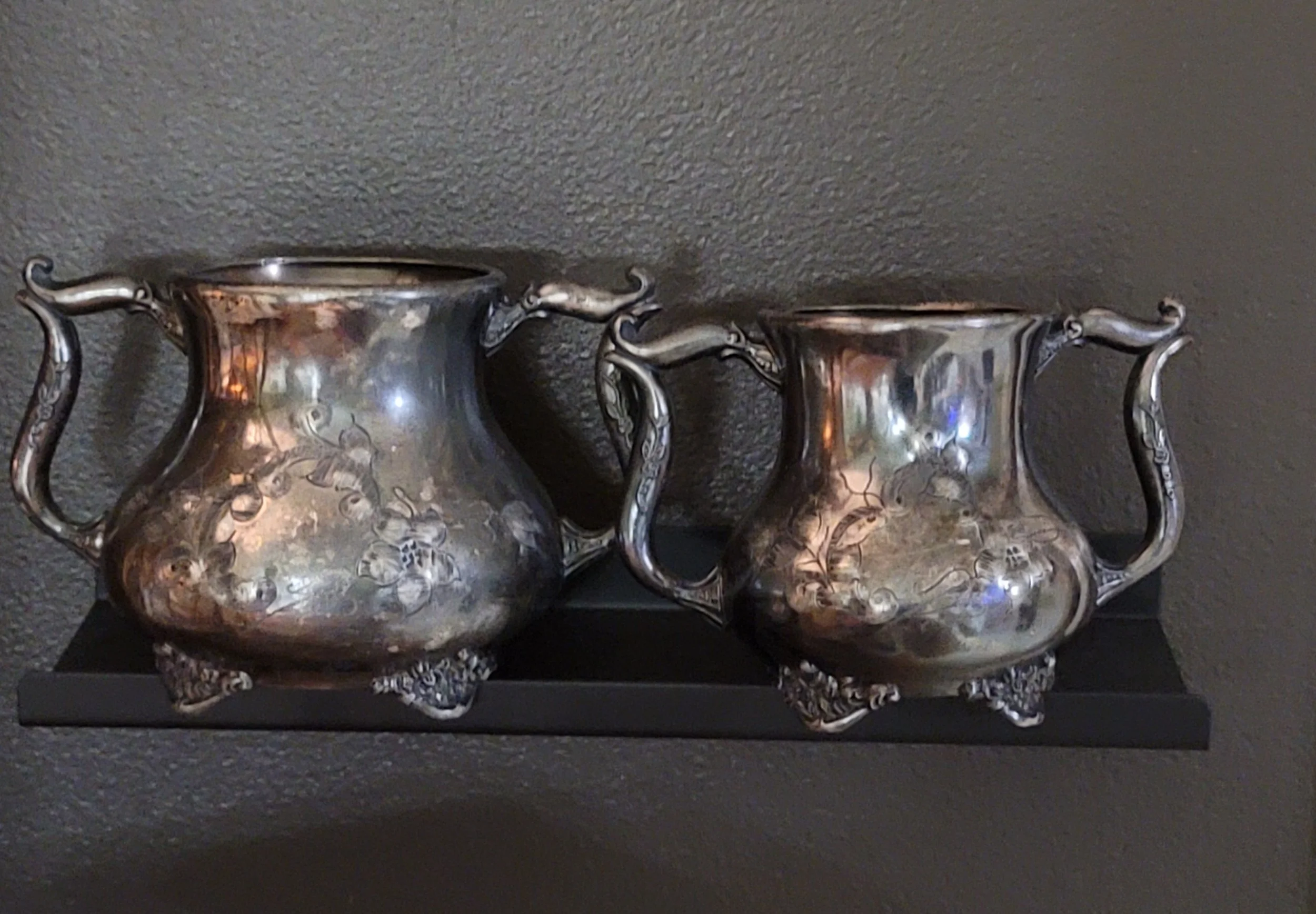 Poole Silver creamer and sugar bowl together
