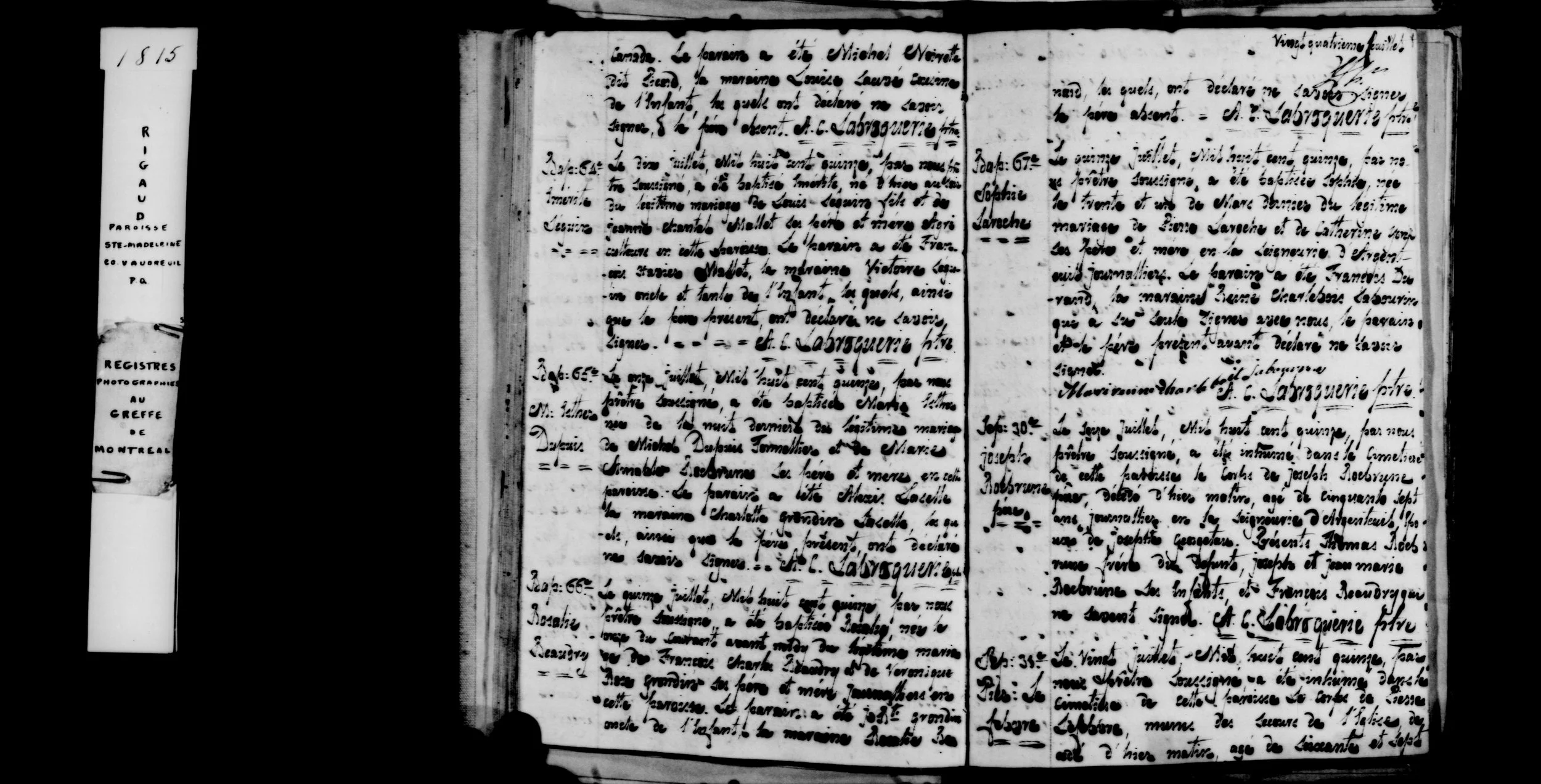 Rigaud, 1815 — Register Page