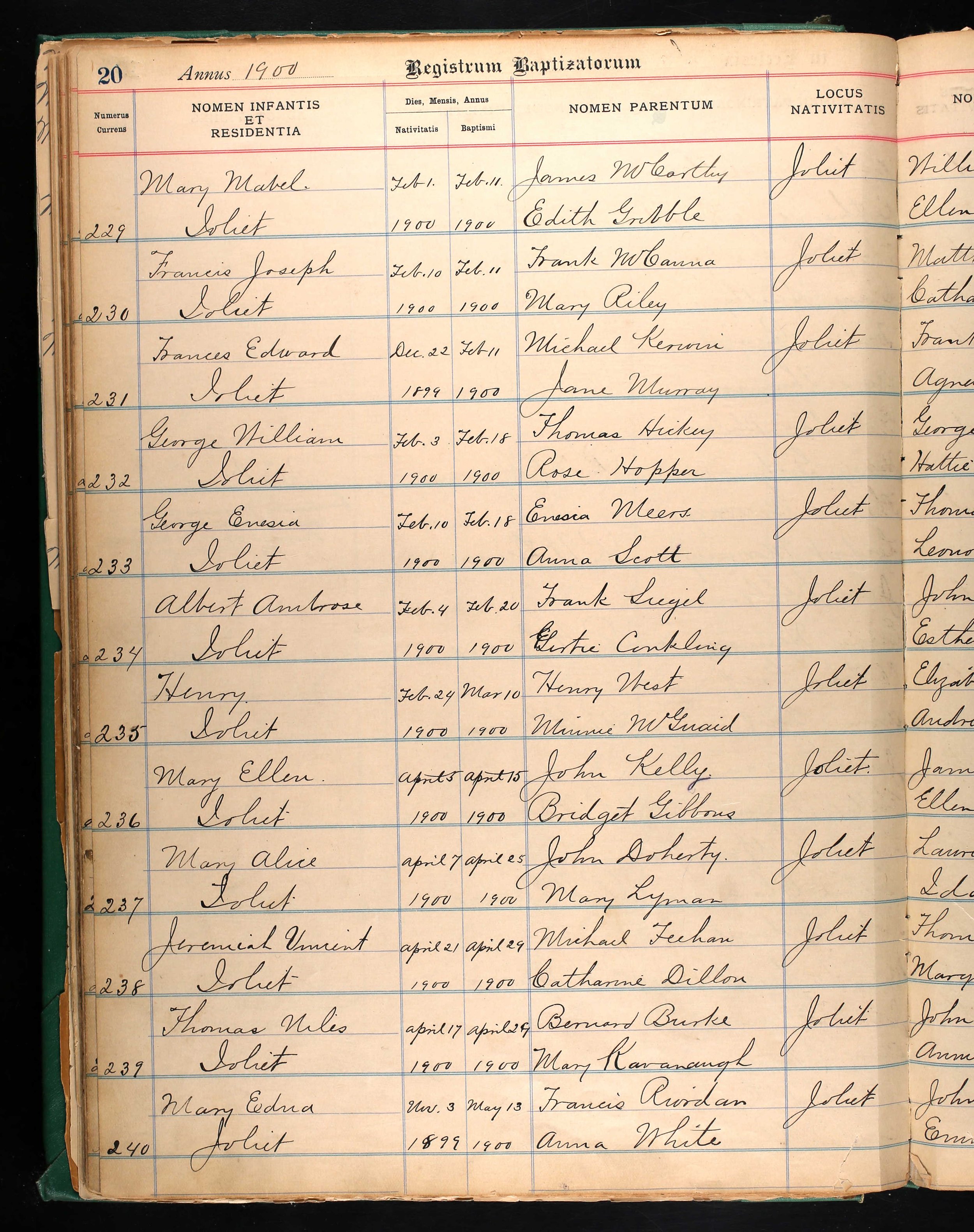 1900 Baptism Record