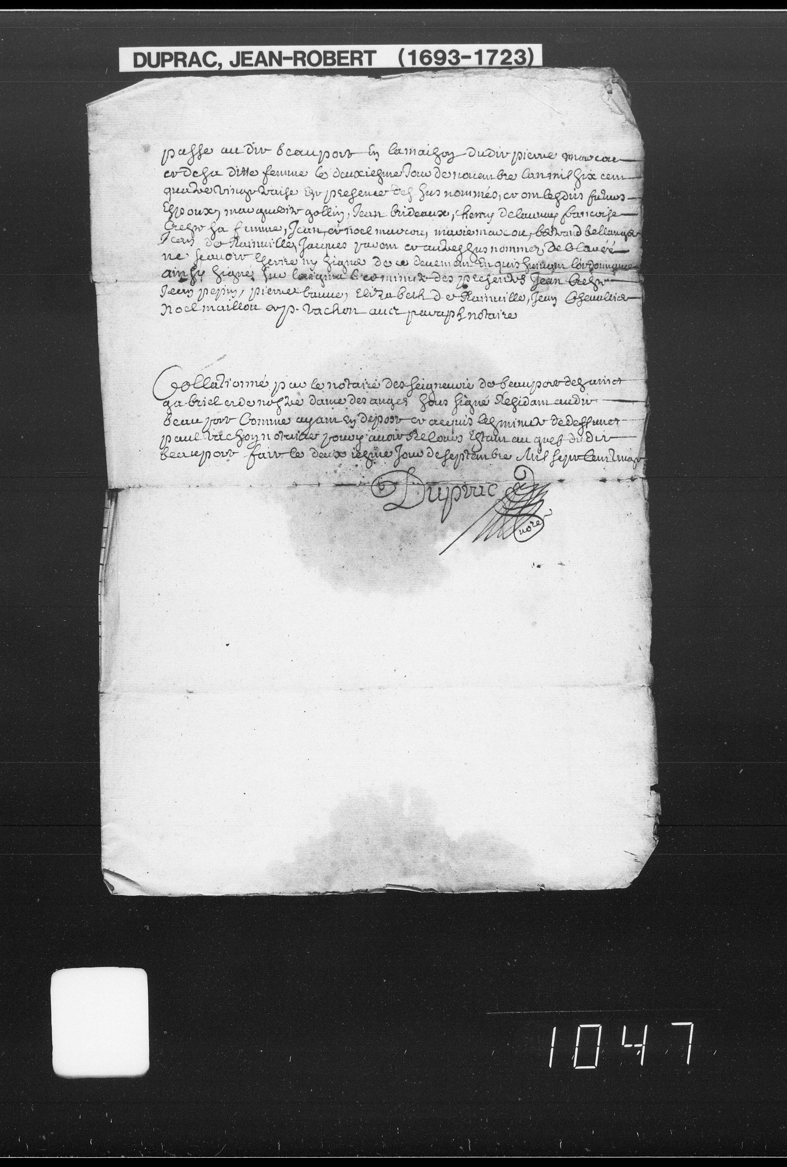 Pierre Crête × Marthe Marcou marriage contract — page 3 signatures
