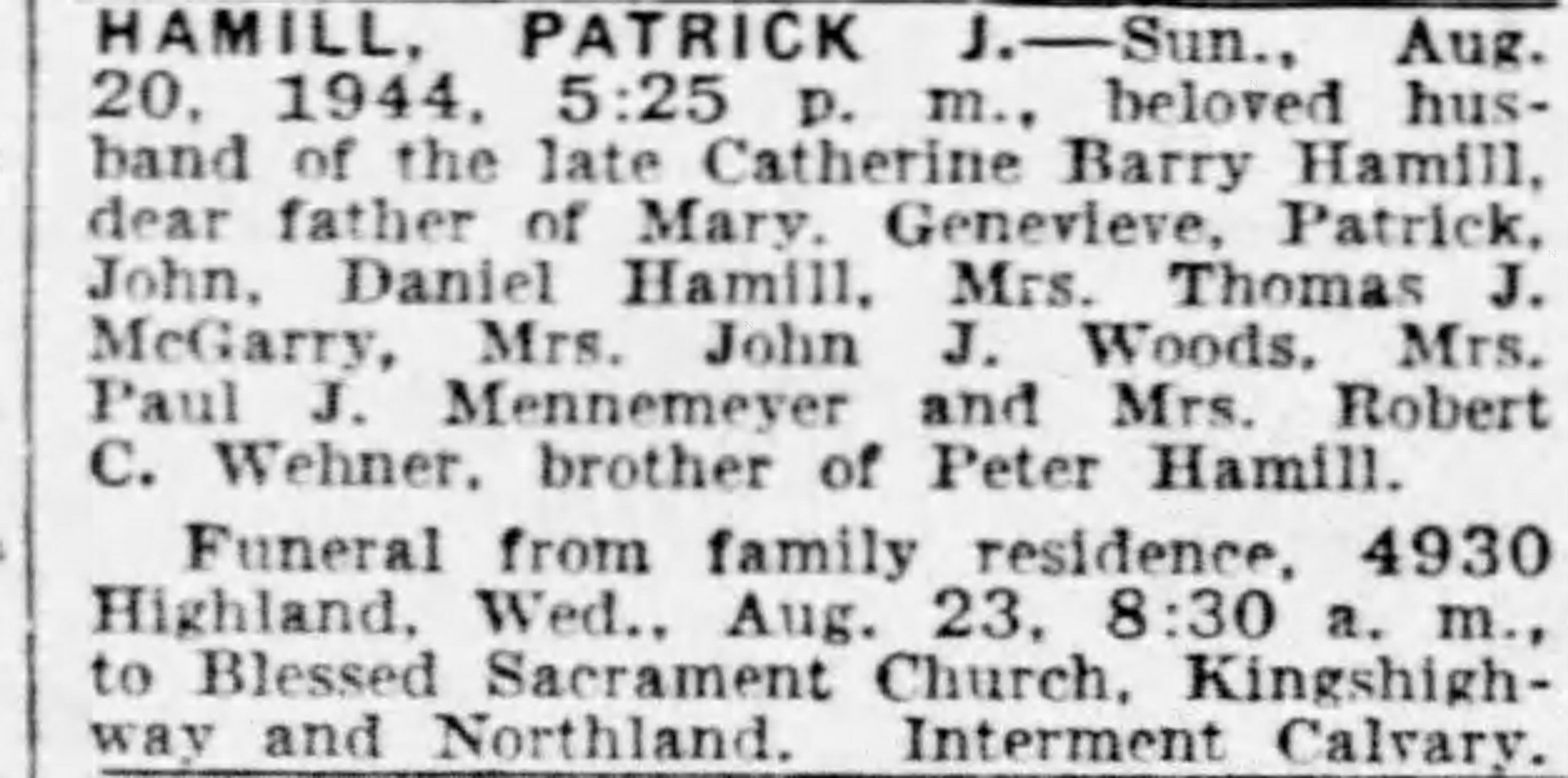 1944 Obituary