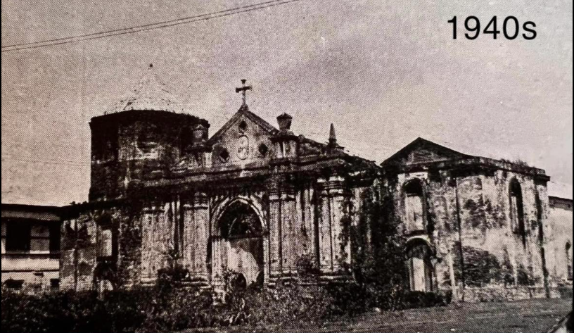 Kalibo Cathedral in the 1940s, showing war damage