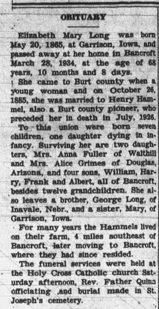 1934 Lizzie Obituary