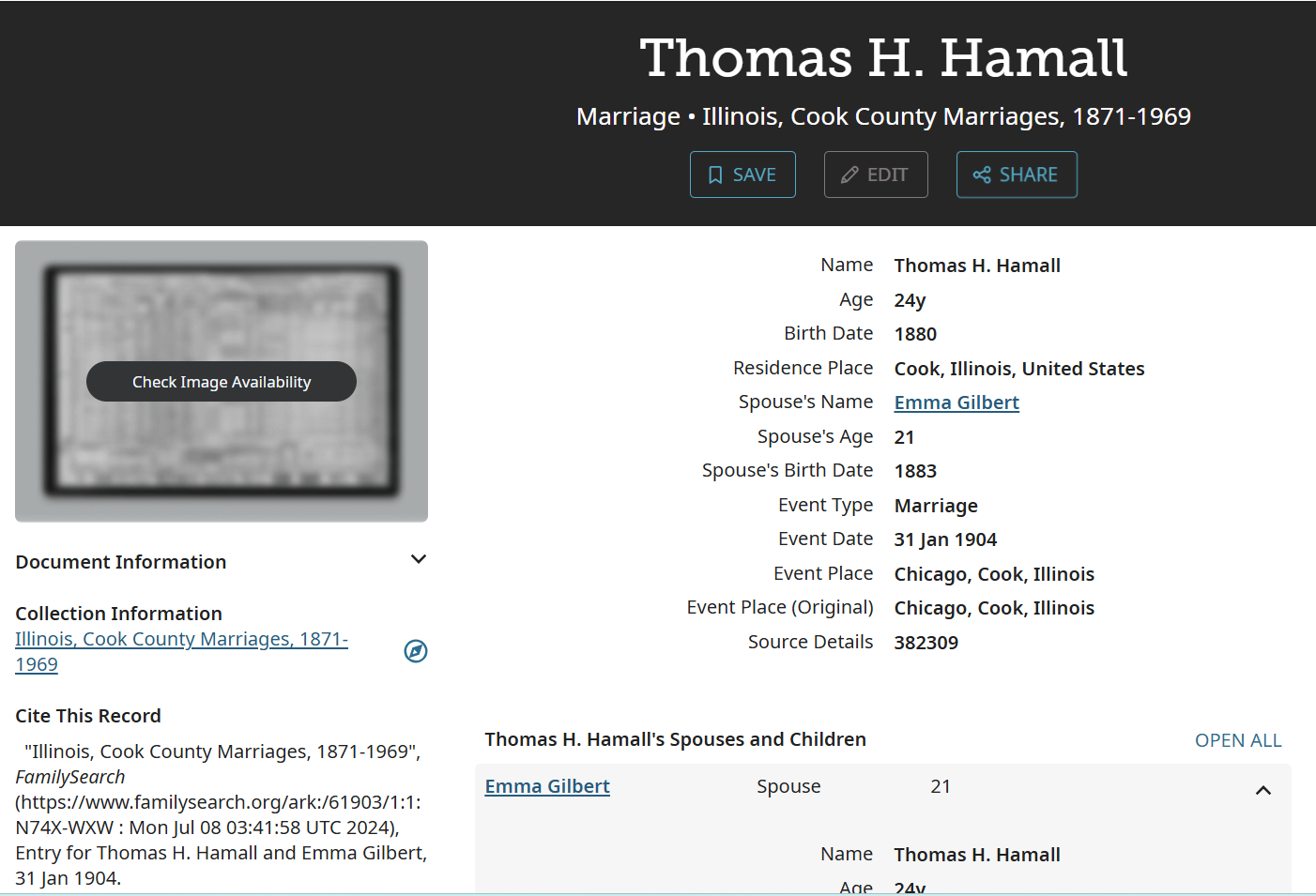 1904 marriage license