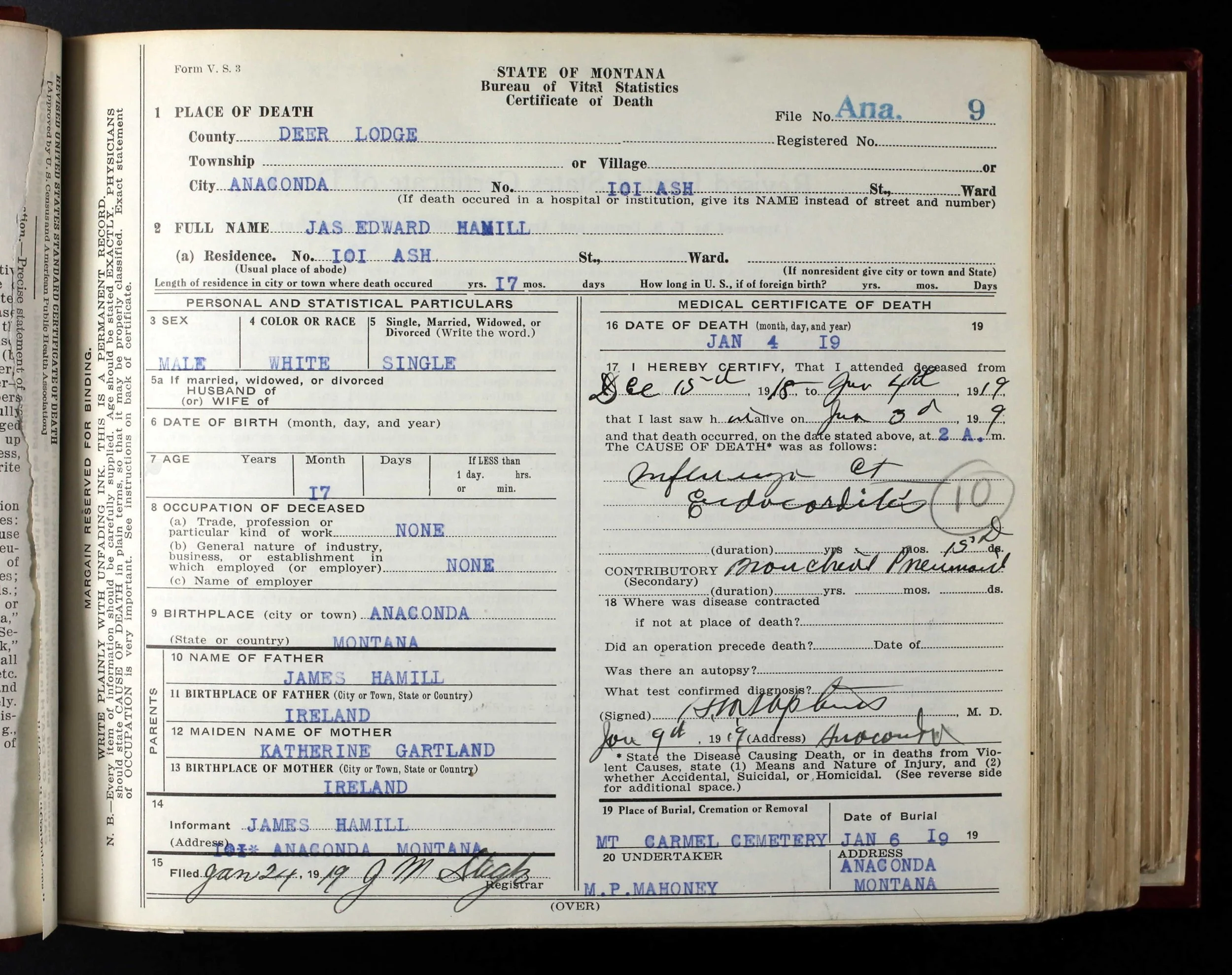 1919 Death James Edward