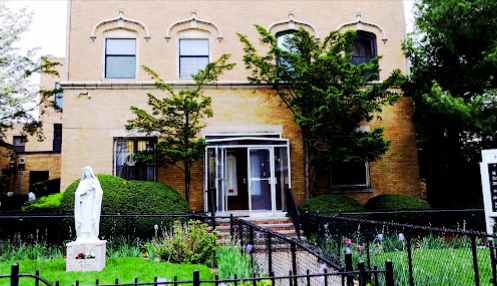 St. Gabriel's Rectory with Virgin Mary statue