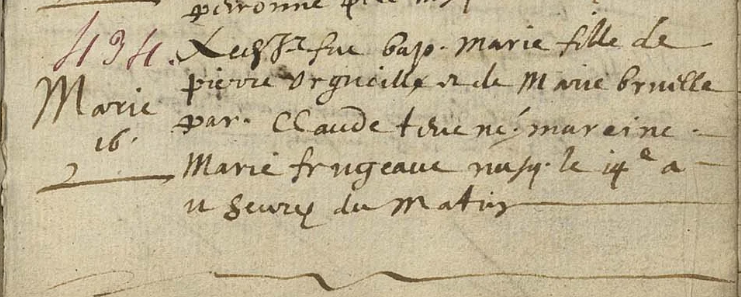 Marie Lorgueil widow's settlement, 1691