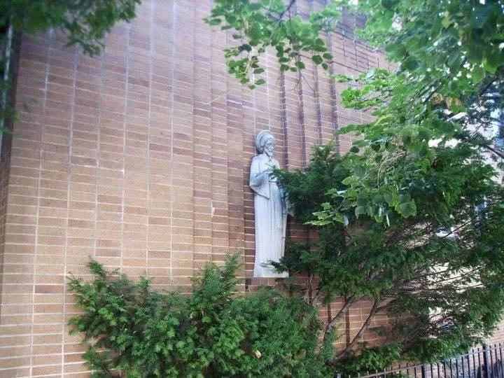 St. Gabriel's Church street view showing bell tower and entrance