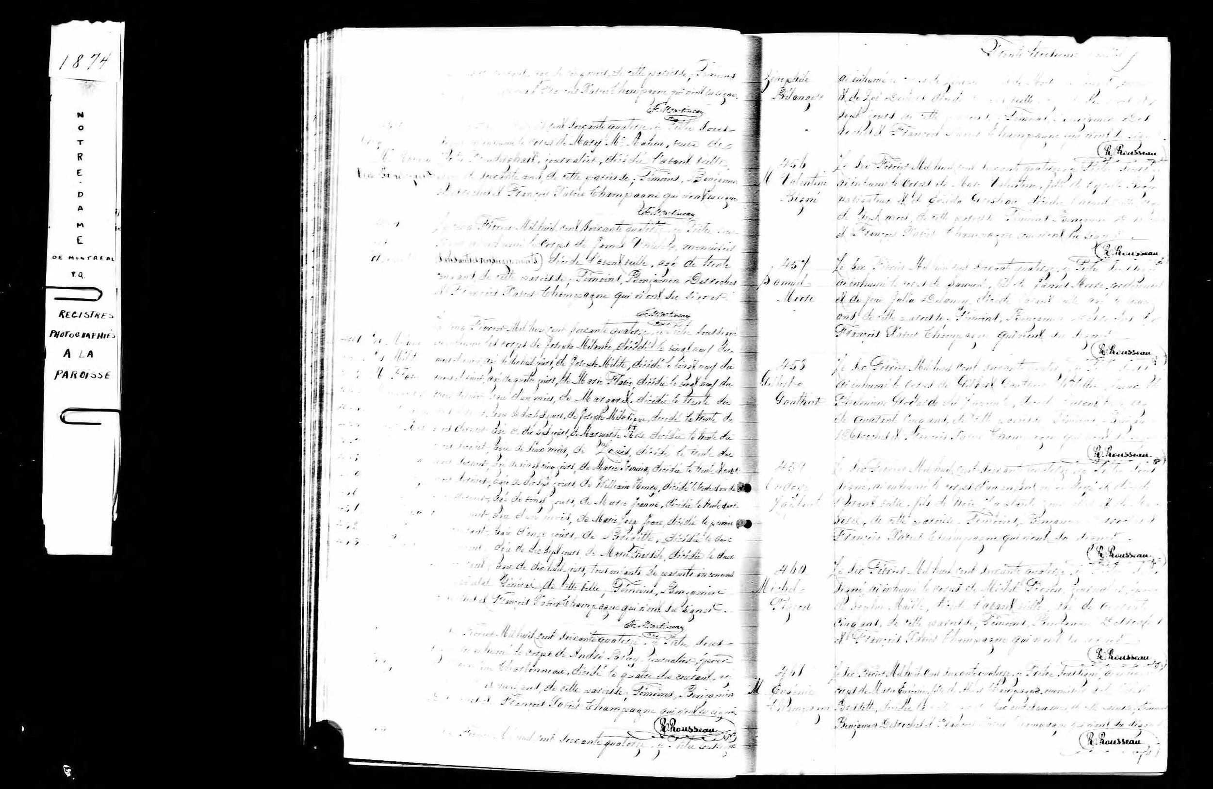 Mary McMahon death record, September 1874, Notre-Dame Montreal